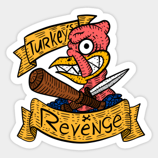 thanksgiving turkey revenge. hand drawn illustration. Sticker